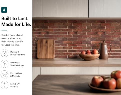 3D Faux Red Brick Wall Panel, Realistic Finish, 17.5" x 24" - Image 5