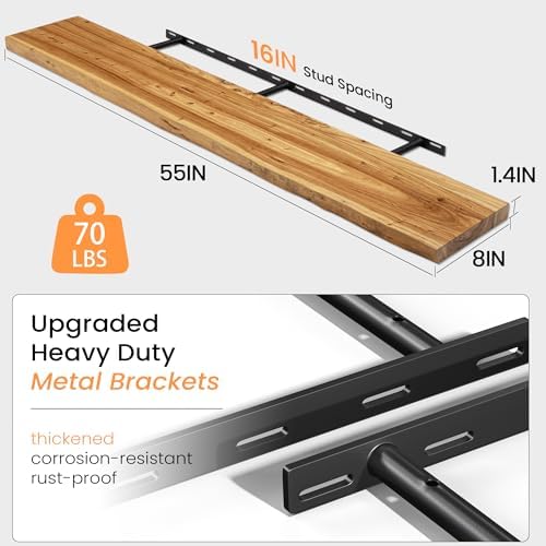 Live Edge Floating Shelves for Wall, Farmhouse Floating Shelf for Living Room - Image 2