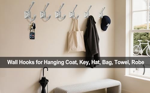 TOFIIGREM 2 Pack Brushed Nickel Towel Robe Hooks, Coat Hooks - Image 2