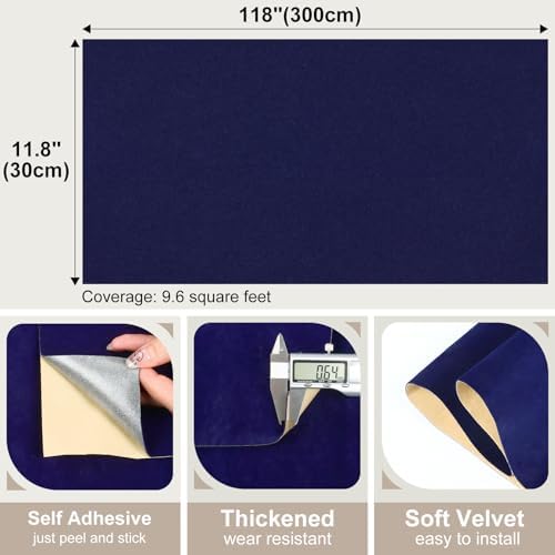 11.8"x118" Navy Blue Velvet Fabric Felt - Image 6