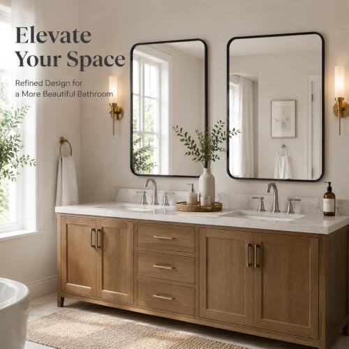 USHOWER 2-Pack Black Bathroom Mirrors Over Sink 22 x 30 Inch - Image 2