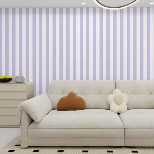 Purple and White Striped Wallpaper Peel and Stick Wallpaper Self-Adhesive - Image 6