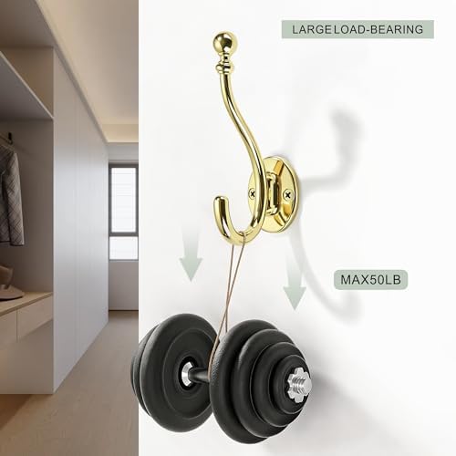 AVICCI 5 Pack Coat Hooks Polished Gold Coat Hook, Heavy Duty Hooks Decorative - Image 4