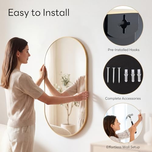 NEWBULIG Oval Bathroom Mirror, Vanity Mirror - Image 4
