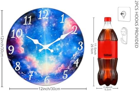 12 Inch Wall Clock, Glass Silent Wall Clocks Battery Operated - Image 3