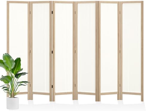 Linen Room Divider Privacy Screen, Foldable Wood Frame Partition Room Dividers by Svimi