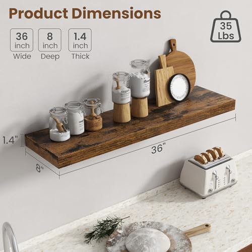 36 Inch Floating shelves for Wall, 8 Inch Deep, Invisible Brackets - Image 3