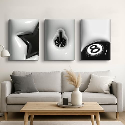 3Pcs Framed Lucky 8 Ball Wall Art, 12x16 Inch - Image 6