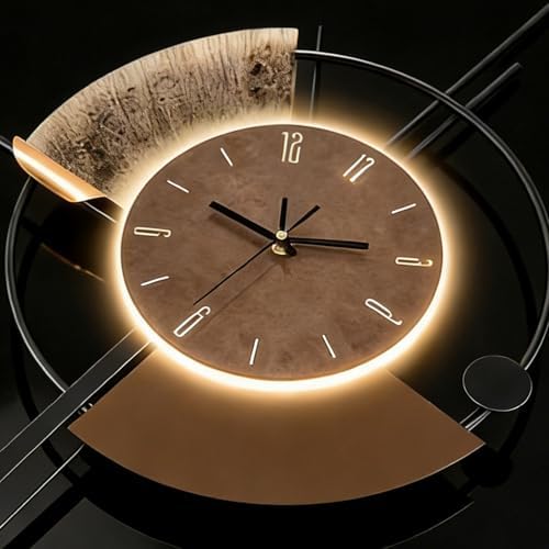 SIN&MI Wall Clock with Light, Decorative Wall Clocks with Pendulum, Silent - Image 2