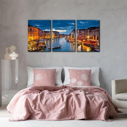 Pacimo 3 Piece Venice Night View Giclee Canvas Prints Wall Art Italy Venice - Image 4