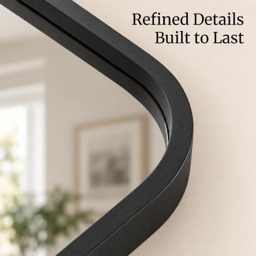 2-Pack 24x36 Inch Matte Black Rounded Rectangle Vanity Mirrors - Image 5