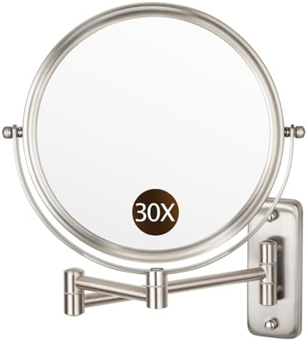 ALHAKIN 1X/30X Wall Mounted Makeup Mirror, 8 Inch Double Sided Magnifying Mirror by ALHAKIN