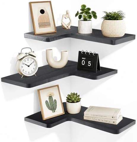 Solid Wood Corner Floating Shelves by ABSWHLM
