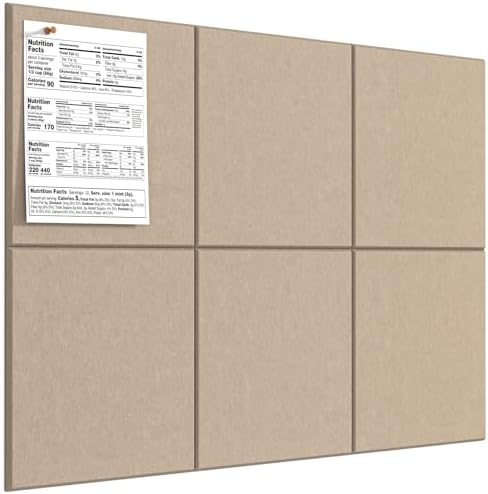 MaxGear Felt Bulletin Board 36" x 24", Tan Felt Wall Tiles Push Pins by MaxGear