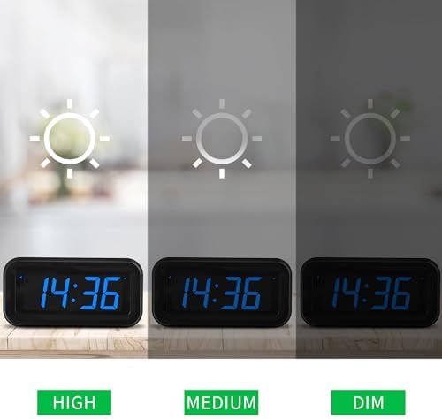 KWANWA Small Digital Alarm Clock, 1.2inch Dark Blue LED Digits, Adjustable - Image 4