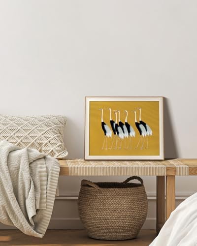 VIYYIEA Framed Vintage Crane Canvas Wall Art - Image 3