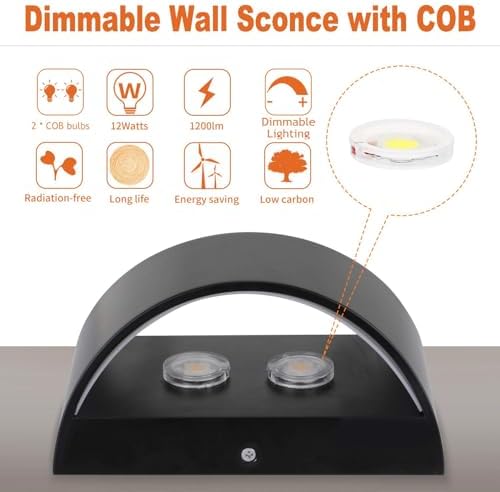 Lightess LED Wall Sconce Light Black - Image 3