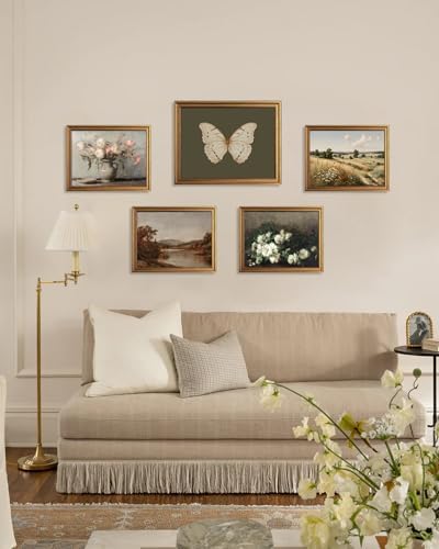 KBKBART Vintage Gold Framed Wall Art White Butterfly Canvas Print 12x16in - Image 7