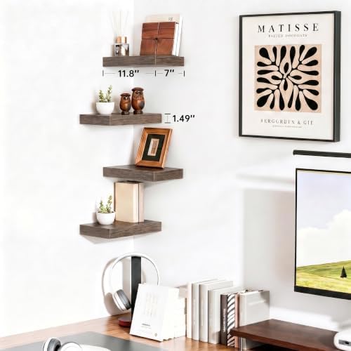 Smoke Gray Floating Shelves for Bathroom, 12 Inch Shelf Set of 2 - Image 2