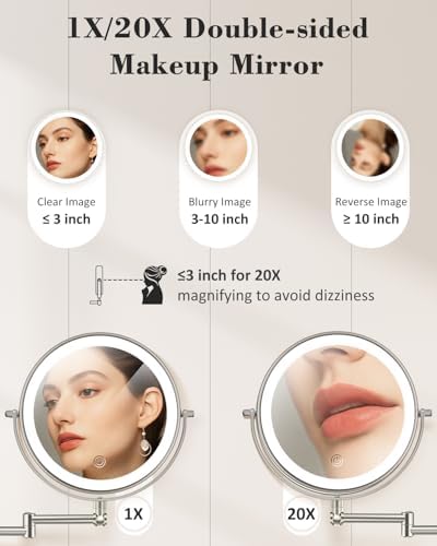 20X 9" Wall Mounted Magnifying Makeup Mirror - Image 4