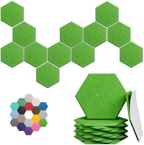 Hexagon Acoustic Panels, 12 Pack Self-Adhesive Sound Panels by UNECHOACOUSTIC