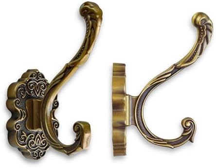 Vintage Brass Coat Hooks Wall Mount 2 Pack, Decorative Heavy Duty Towel & Robe by Unknown