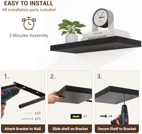 Acovy 36 Inch Floating Shelves, Wooden Shelves - Image 6