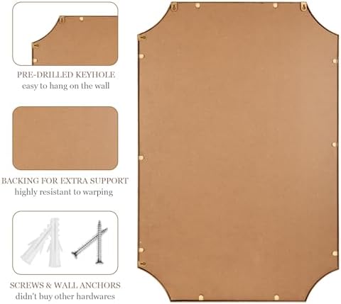 24"x36" Mirror for Wall, Scalloped Corners Rectangle Decorative Mirror - Image 7