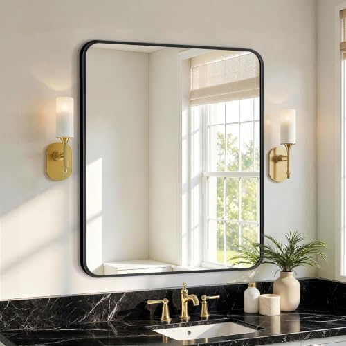 Vanity Bathroom Mirror, 30”x24” Black Bathroom Mirror by LawadaMirror