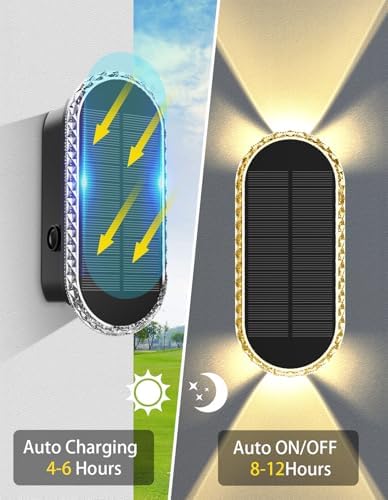 Solar Fence Lights Outdoor, Warm White & RGB 8 Modes Solar Wall Lights Outdoor - Image 5