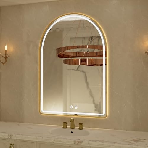 24"x36" Arched LED Bathroom Mirror, 3 Colors, Memory Function, Arch Smart by JingYiMingJing