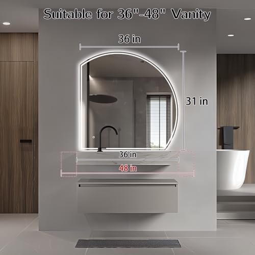 Niccy Half Moon LED Bathroom Mirrors, Irregular Backlit Vanity Mirror - Image 4