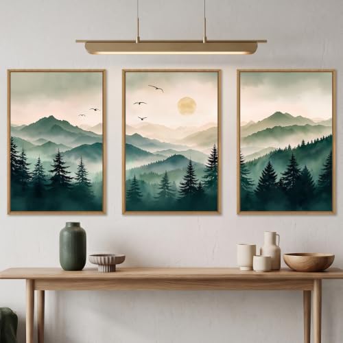 Large Boho Mountain Framed Canvas Wall Art Set 16"x24"x3 - Image 2