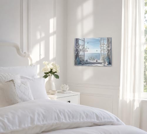 Coastal Flower Bathroom Canvas Wall Art Farmhouse Cotton Bouquet and Butterfly - Image 7