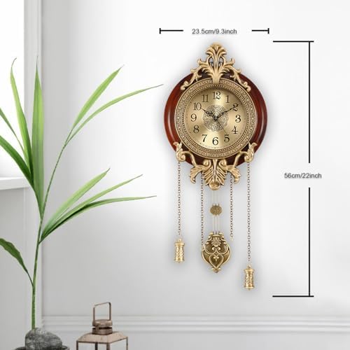 Aero Snail Brown Vintage Pendulum Wall Clock, Solid Wood Hanging Clock - Image 4