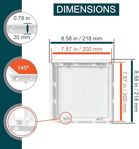 8" x 8" White ABS Plastic Plumbing Access Panel - Image 2