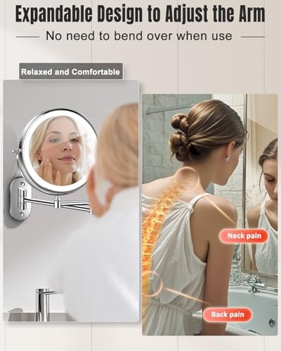 VFD 8'' 30X/1X Wall Mounted Lighted Magnifying Makeup Mirror - Image 4