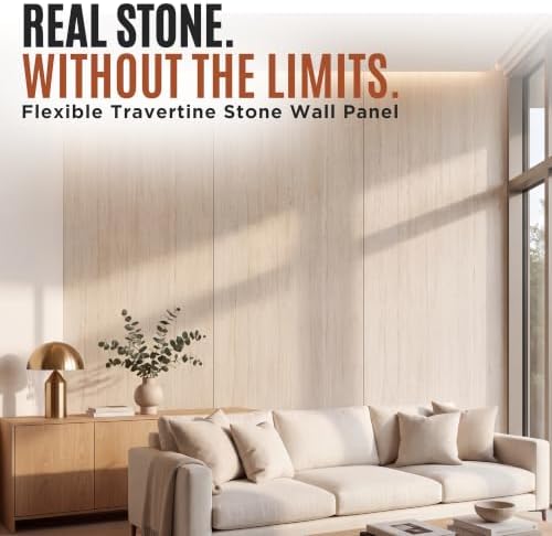 Roman Travertine Flexible Clay Stone 4'x8' Wall Panel, 64 Sqft - Image 2