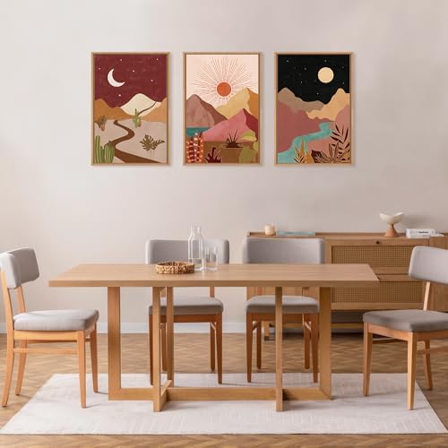 LHIUEM Large Boho Southwest Mountain Framed Canvas Wall Art, Abstract Desert - Image 2