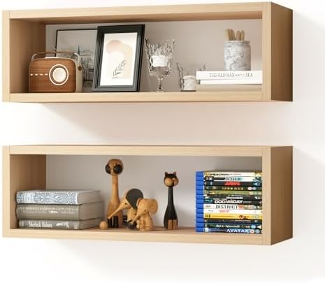 Kaboon 24in Floating Cube Shelves Set of 2, Display Shelves Wall Mount by Kaboon