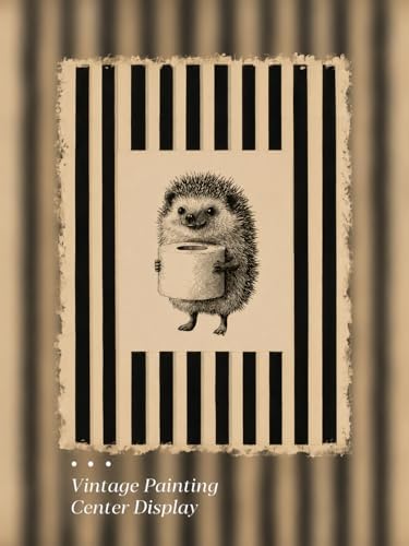 Gold Framed Wall Art, Funny Bathroom Hedgehog Canvas Prints, Vintage Hedgehog - Image 7
