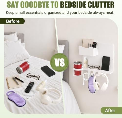 Floating Bedside Wall Shelf, Metal Bedside Wall Organizer - Image 5