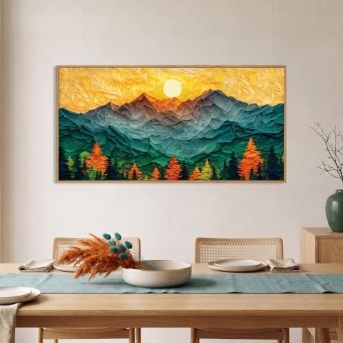 Abstract Boho Mountain Framed Canvas Wall Art Set-40"x20"x1 - Image 3