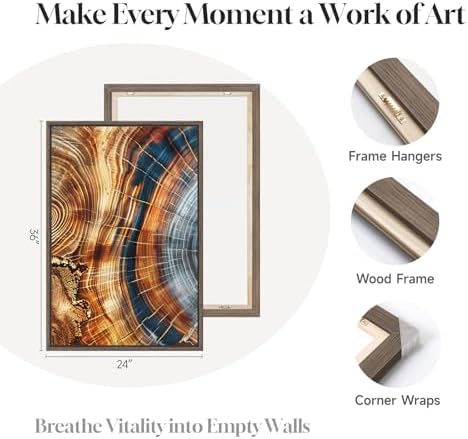 3 Piece Large Framed Colorful Tree Ring Wall Art - Image 4