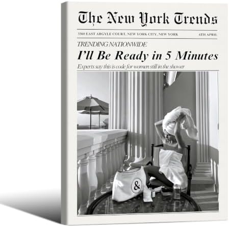 Trendy Newspaper Wall Art 16x20in Wooden Framed Vintage Black and White by Unknown