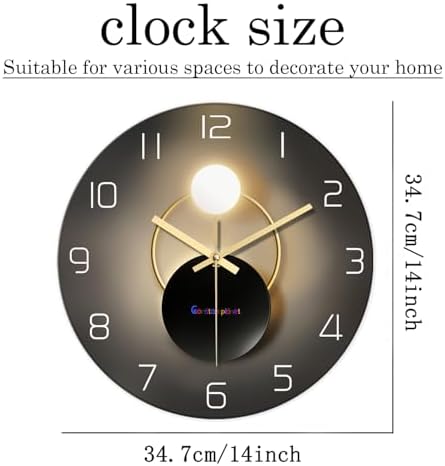 14 Inch Glass Black and Gold Wall Clock Living Room - Image 5