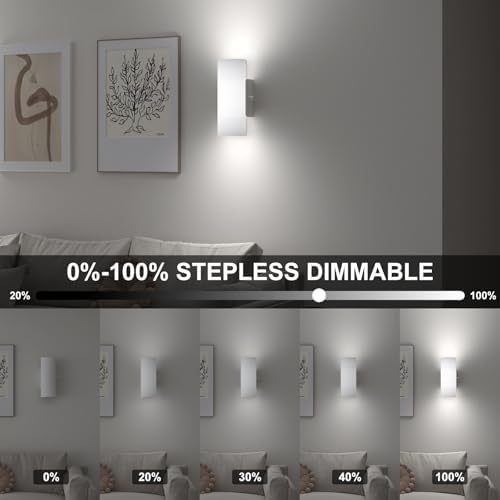 ChangM Wall Sconce Set of 2 Modern LED Wall Light Lamps Dimmable by Rotate - Image 2