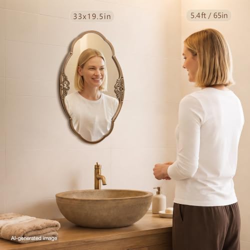 Besdomus Vintage Gold Wall Mirror: 33"x19.5" Medium Antique Oval Mirror - Image 4
