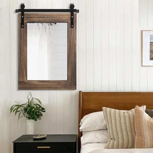 AAZZKANG Rustic Wood Mirror Rectangle Decorative Wall Mirror Large 26"x18" - Image 5