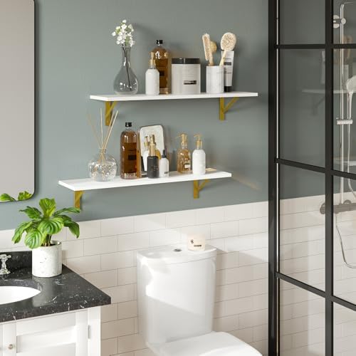 DINZI LVJ Long Wall Shelves, 31.5Inch Wooden Wall Mounted Shelves - Image 4